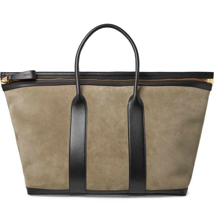 Photo: TOM FORD - Leather-Trimmed Suede Holdall - Brown
