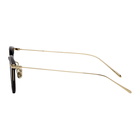 Linda Farrow Luxe Black and Gold Linear Childs C10 Sunglasses