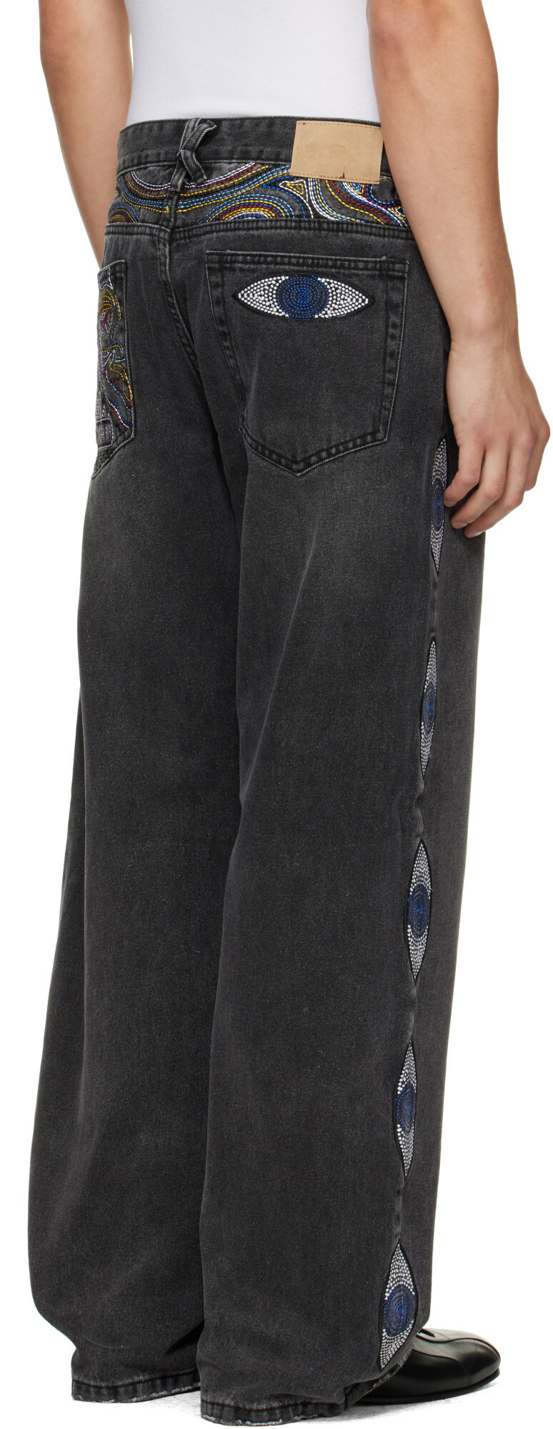 KidSuper Black 'Eye' Embroidered Jeans