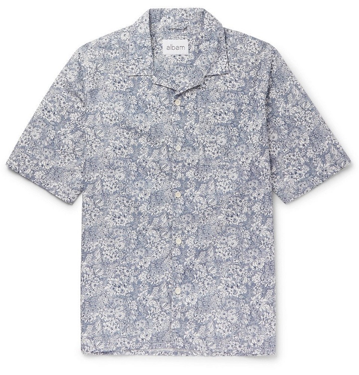 Photo: Albam - Camp-Collar Floral-Print Cotton Shirt - Men - Navy