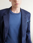 J MUESER - Knitted Cotton T-Shirt - Blue