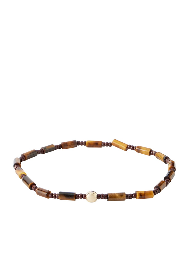 Photo: Luis Morais - 14-Karat Gold Tiger's Eye Beaded Bracelet