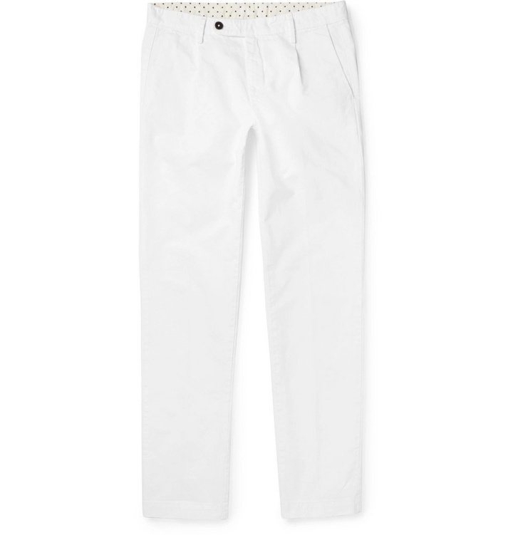 Photo: Massimo Alba - Slim-Fit Cotton-Twill Trousers - White