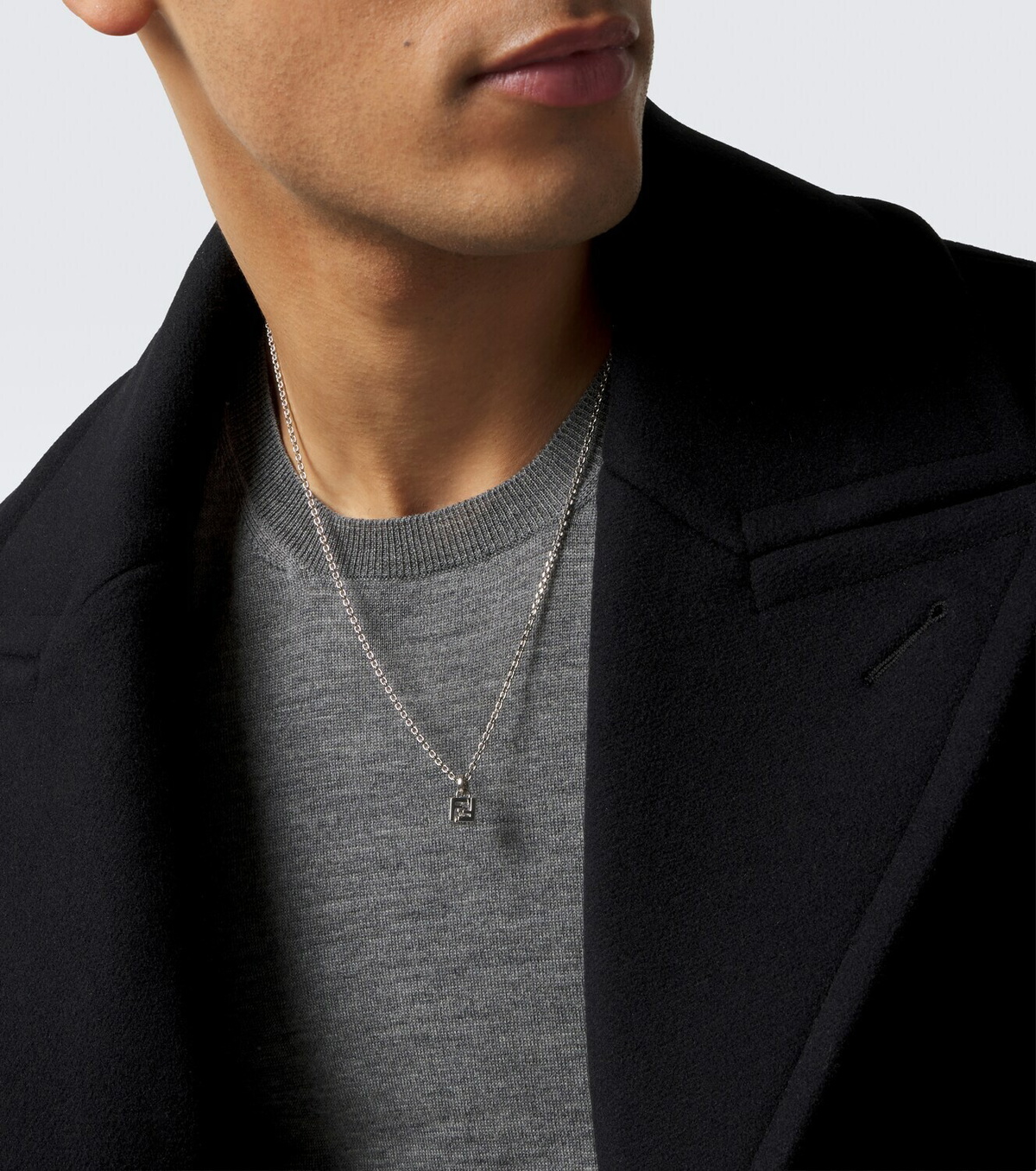 Fendi FF crystal-embellished pendant necklace