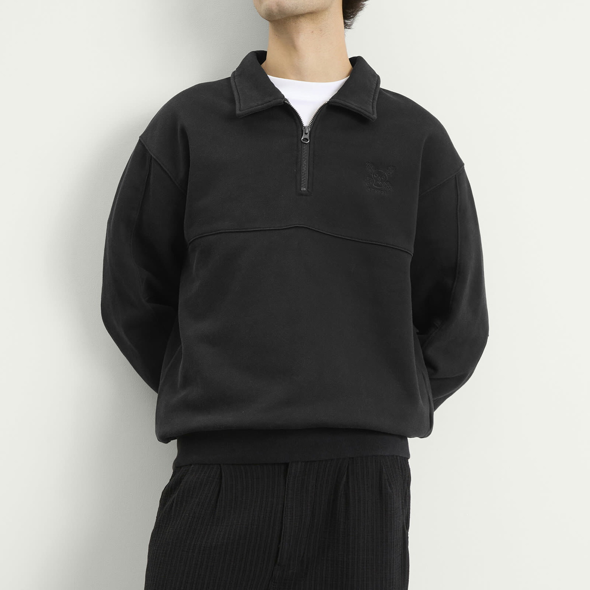 Heresy Men's Green Man Quarter Zip Sweatshirt in Ash
