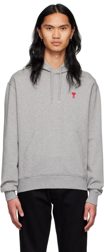 Photo: AMI Paris Gray Ami De Cœur Hoodie