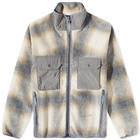 And Wander Men's Check Boa Jacket in Gray