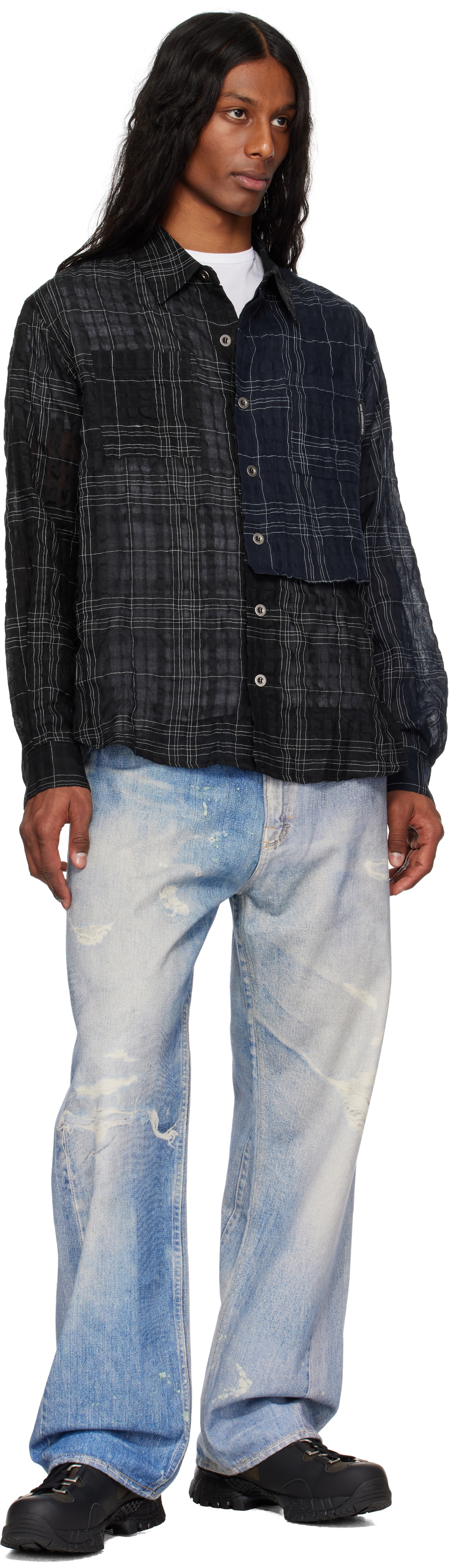 Andersson Bell Black Check Layered Shirt