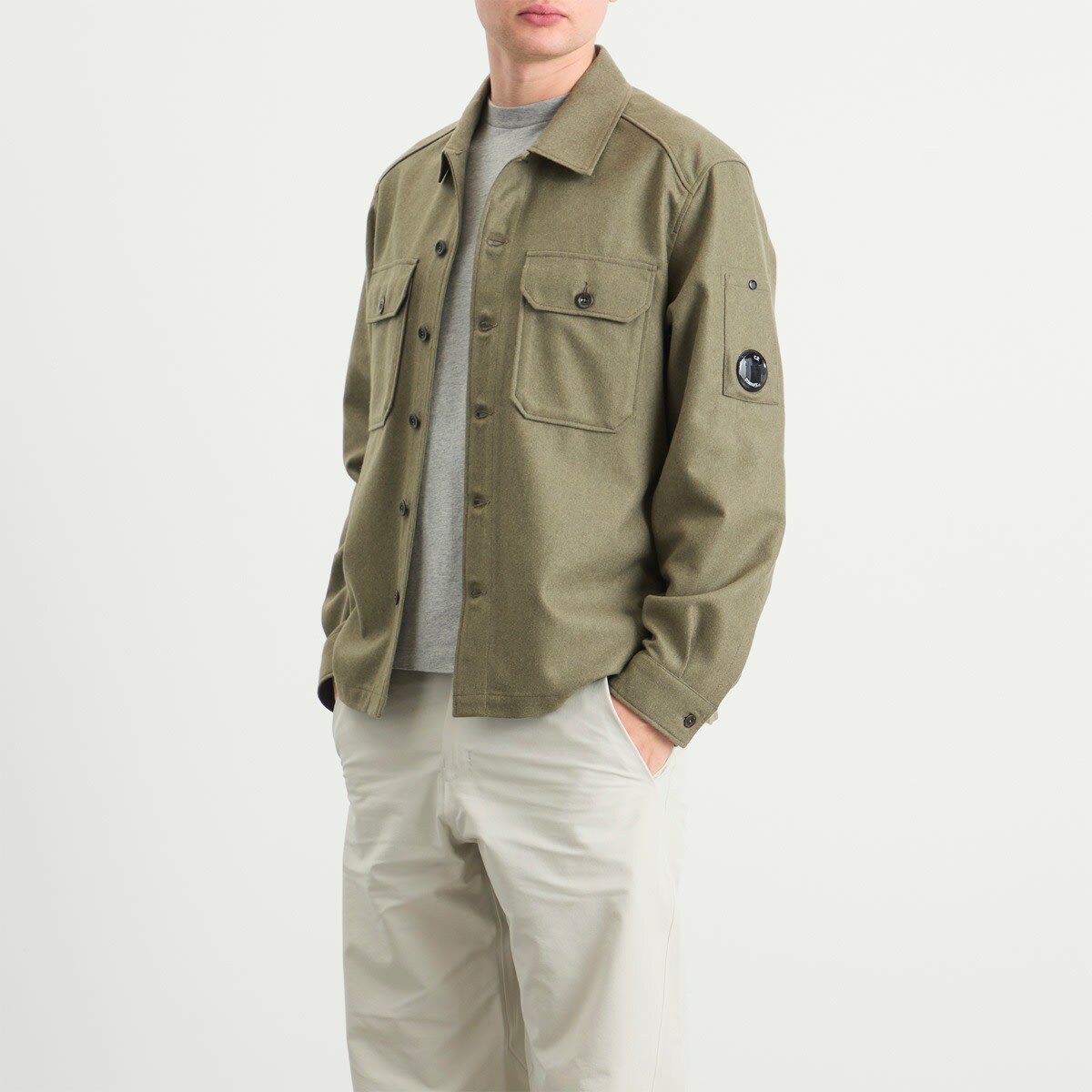 C.P. Company Men's Felt Lens Overshirt in Capers