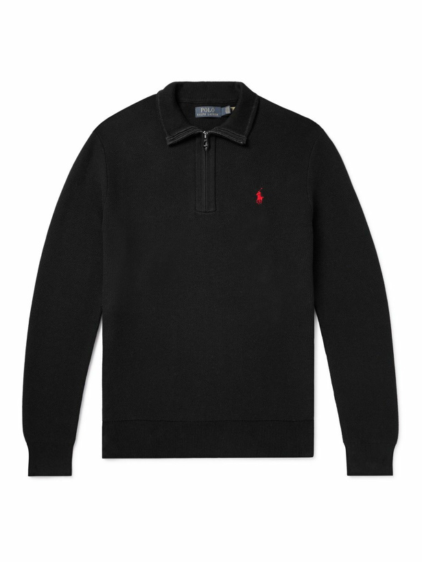 Photo: Polo Ralph Lauren - Cotton Half-Zip Sweater - Black