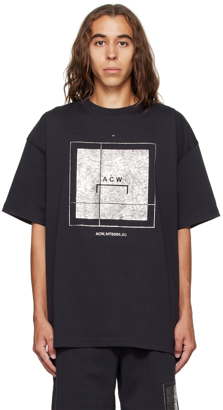 Photo: A-COLD-WALL* Black Foil Grid T-Shirt