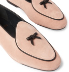 Rubinacci - Marfy Embellished Leather-Trimmed Suede Loafers - Neutrals