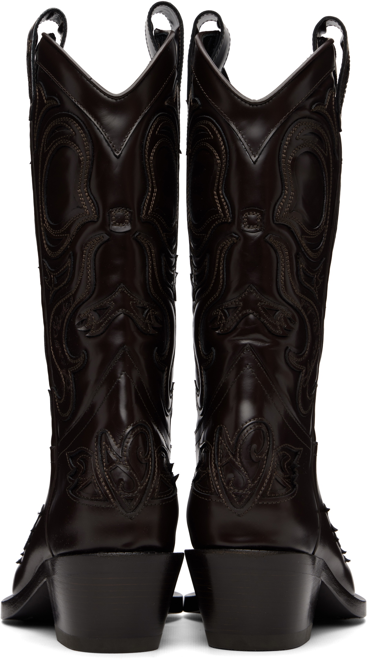 Acne Studios Brown Pointy Leather Cowboy Boots