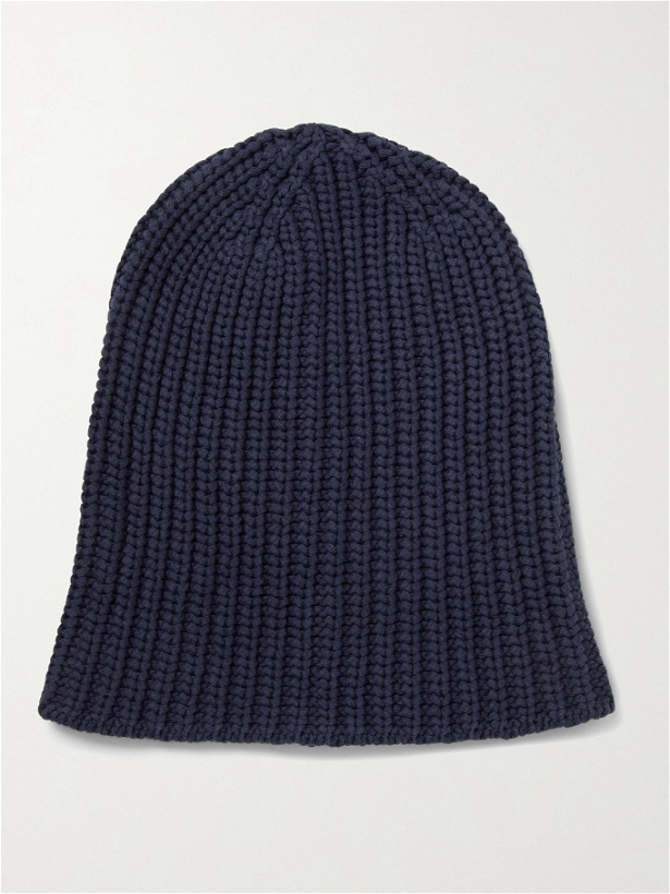 Photo: ALEX MILL - Garment-Dyed Ribbed Cotton Beanie - Blue