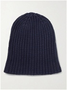 ALEX MILL - Garment-Dyed Ribbed Cotton Beanie - Blue