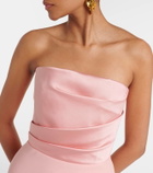 Solace London Afra crêpe and satin bustier gown