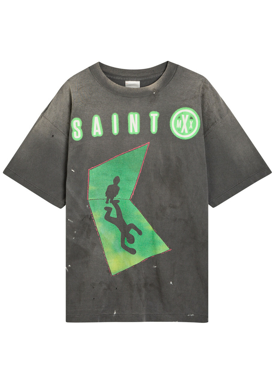 SAINT Mxxxxxx - Shermer Academy Logo-Print Cotton-Jersey T-Shirt