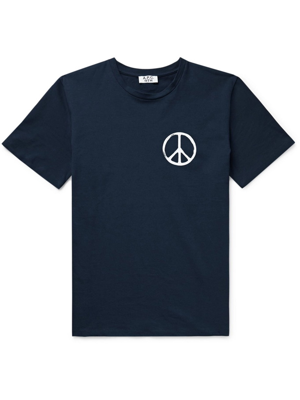 Photo: A.P.C. - RTH Printed Cotton-Jersey T-Shirt - Blue