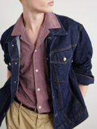 Corridor - Camp Collar Paisley-Embroidered Cotton Shirt - Purple
