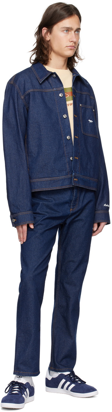 Maison Kitsuné Indigo Embroidered Denim Jacket