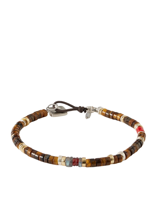 Photo: Peyote Bird - Sterling Silver, Tiger's Eye and Coral Beaded Bracelet