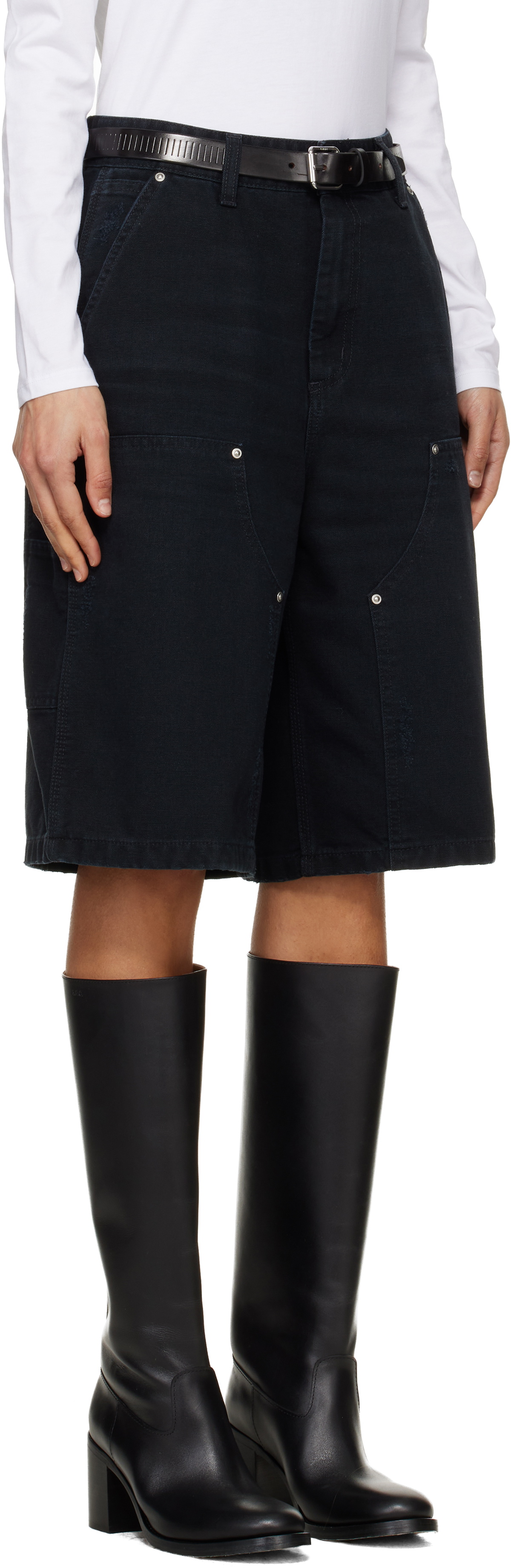 Carhartt Work In Progress Black Nixon Double Knee Denim Shorts