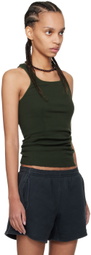 GREG ROSS Khaki Raw Edge Tank Top