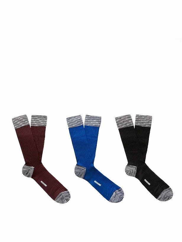 Photo: Missoni - Set of Three Ribbed Cotton-Blend Socks - Multi