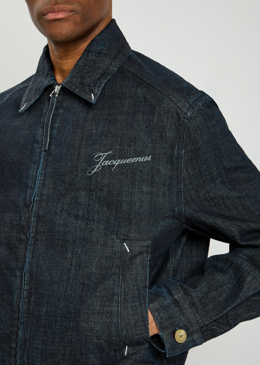 Jacquemus La Veste De-nîmes Crocodile-effect Canvas Jacket Navy