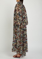 Khaite Edgar Floral Semi-sheer Silk Maxi Dress Black