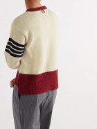 Thom Browne - Striped Wool and Mohair-Blend Sweater - White