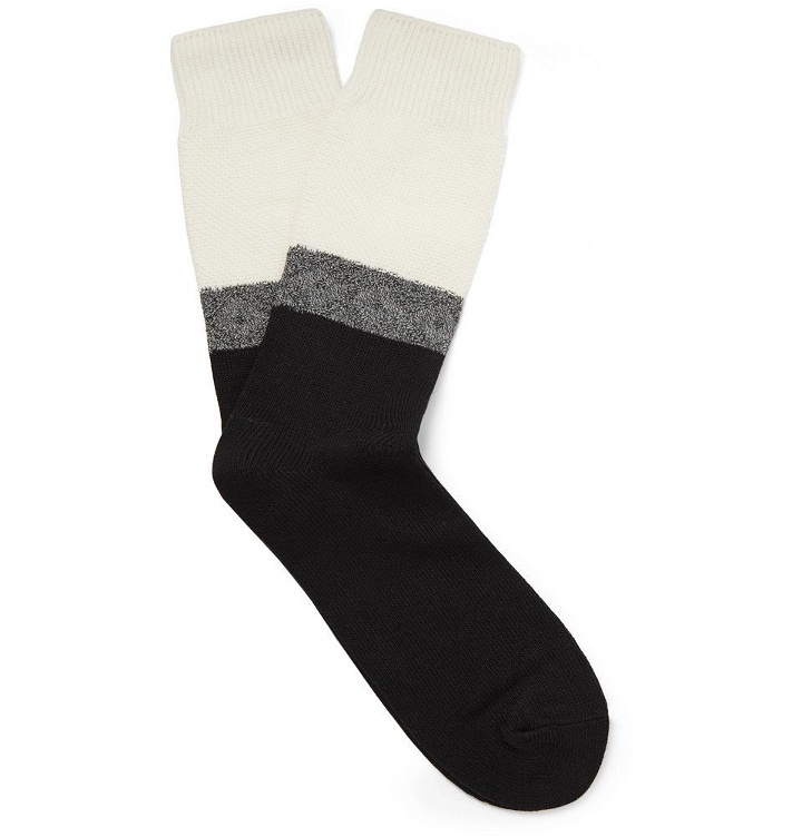 Photo: N/A - Colour-Block Stretch Cotton-Blend Socks - Black