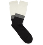 N/A - Colour-Block Stretch Cotton-Blend Socks - Black