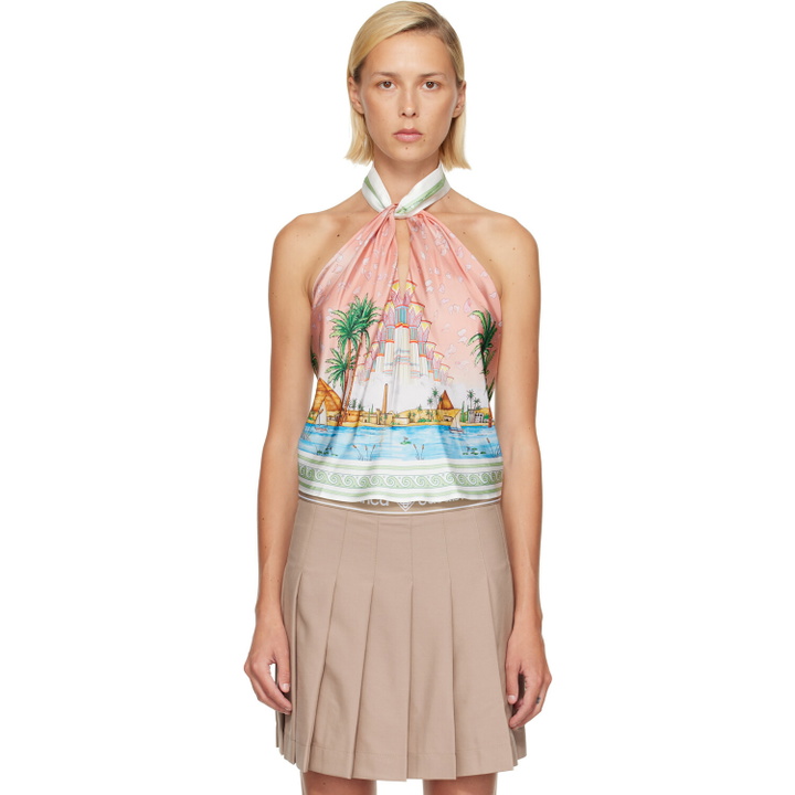 Photo: Casablanca Pink & Blue Scarf Top