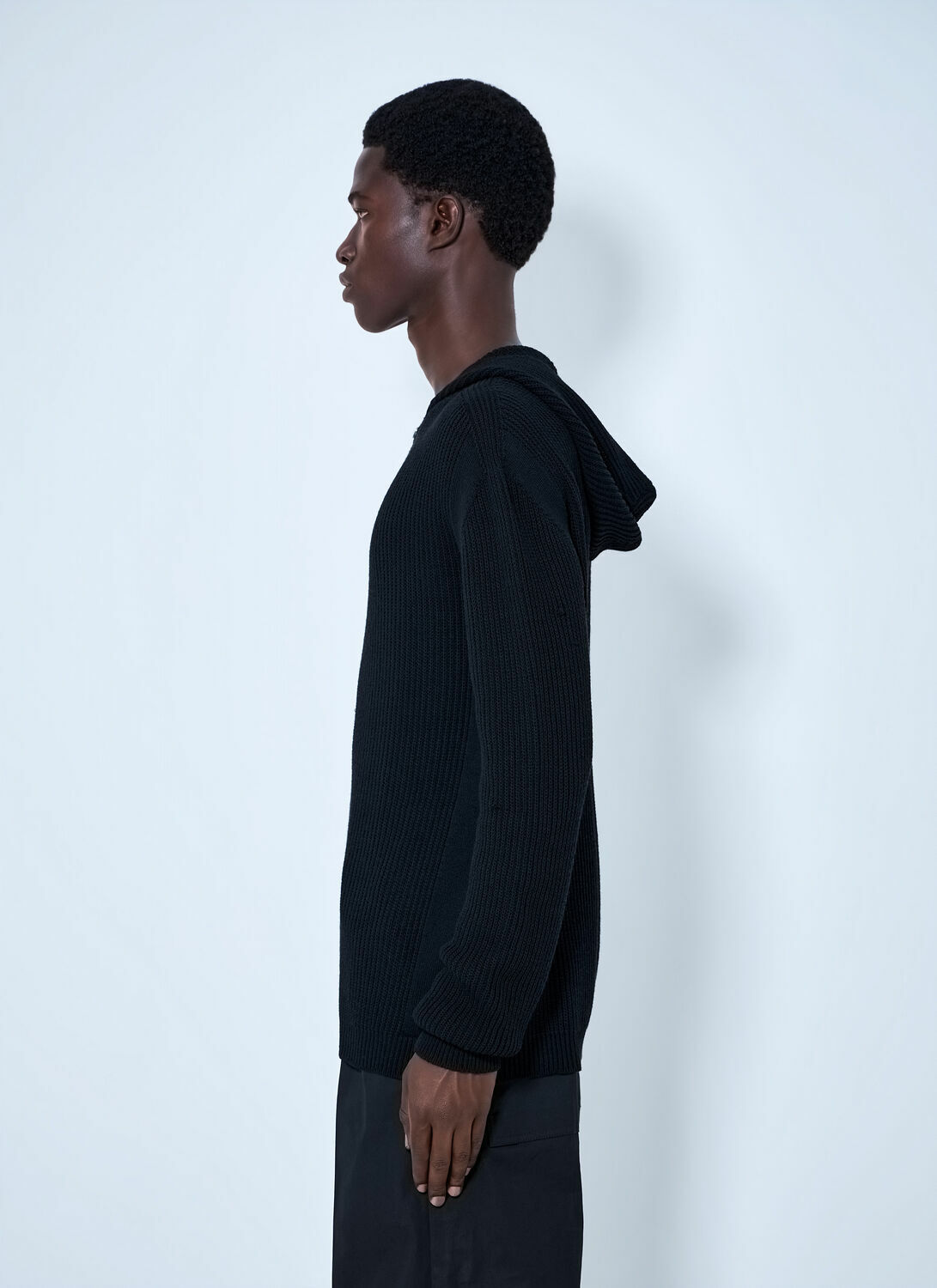 Rick Owens Ribbed Knit Zip Hoodie