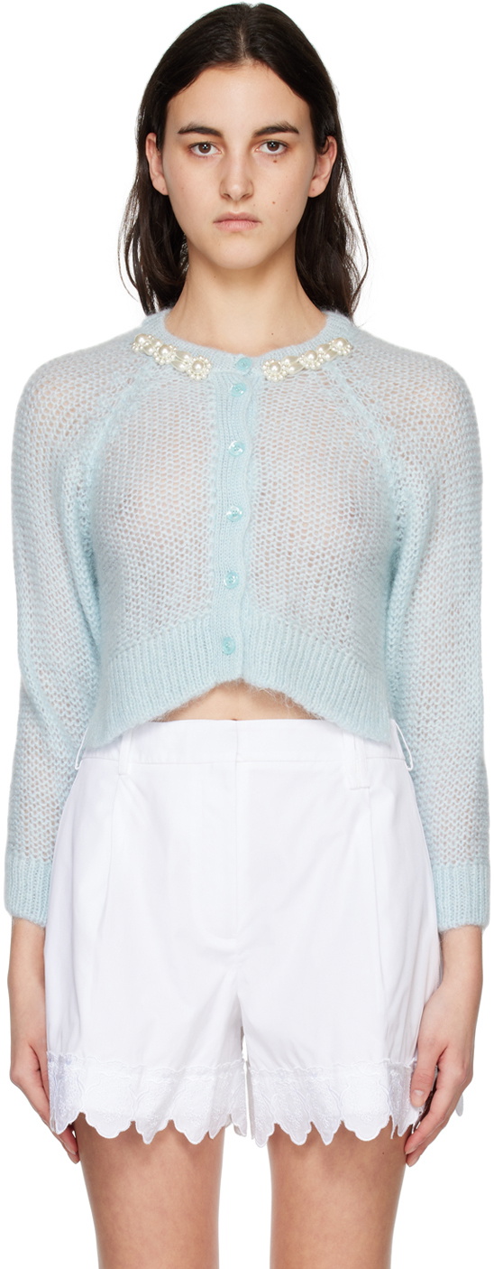 Simone Rocha Blue Embellished Cardigan Simone Rocha