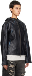 ADER error Black Burnid Leather Jacket
