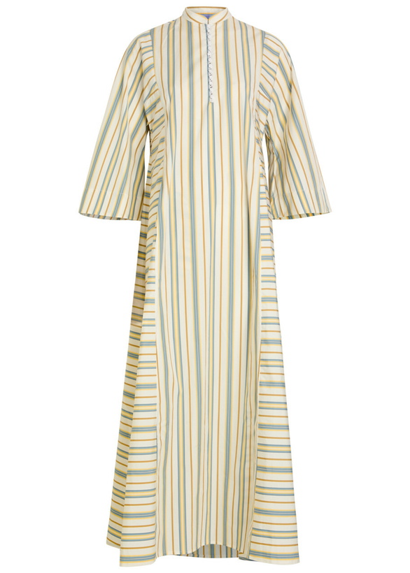 Photo: Thierry Colson Rachel Striped Cotton Maxi Dress Yellow