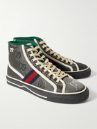 GUCCI - Off the Grid Webbing-Trimmed Monogrammed ECONYL Canvas High-Top Sneakers - Gray