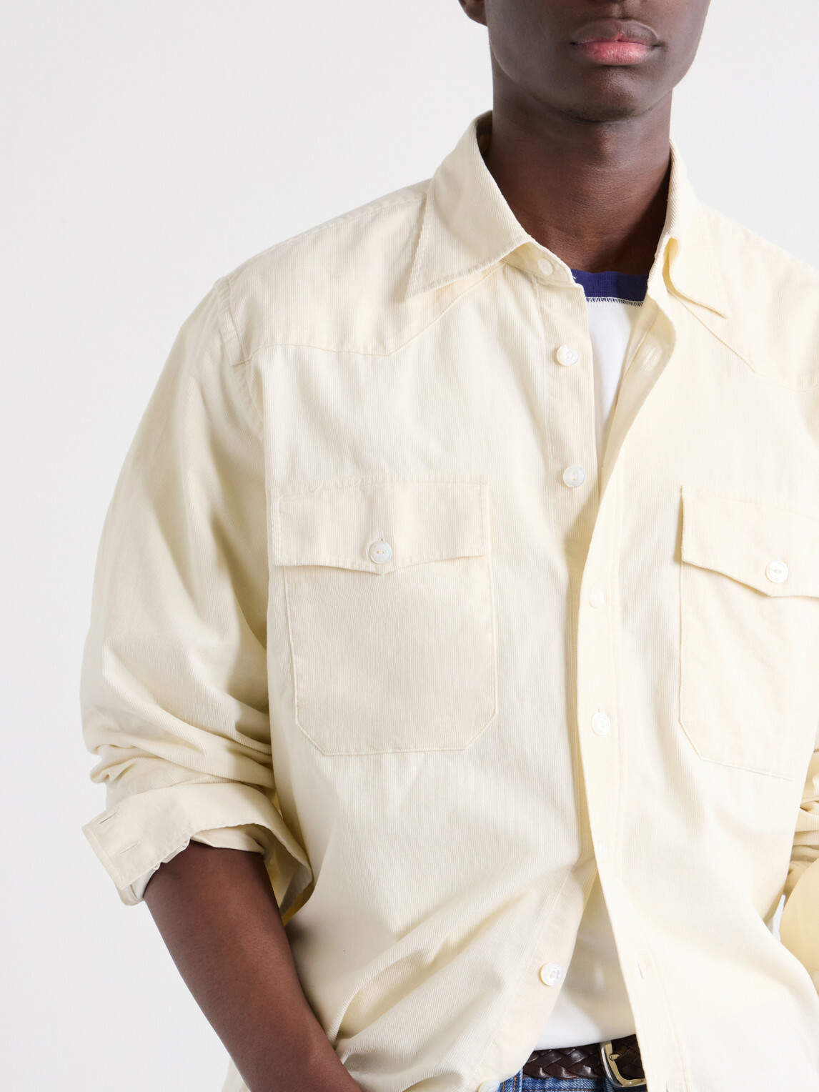 Drake's - Cotton-Corduroy Shirt - White