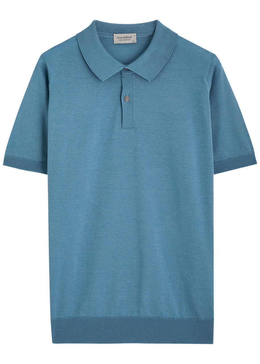 John Smedley Men's ISIS Heritage Knit Polo Shirt in Navy