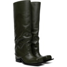 FIDAN NOVRUZOVA Khaki Havva Chunky Heel Tall Boots