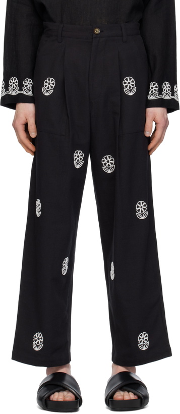 Photo: HARAGO Black Beadwork Embroidered Trousers