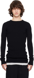 Rick Owens Black Temple Ribbed Round Neck Sweater