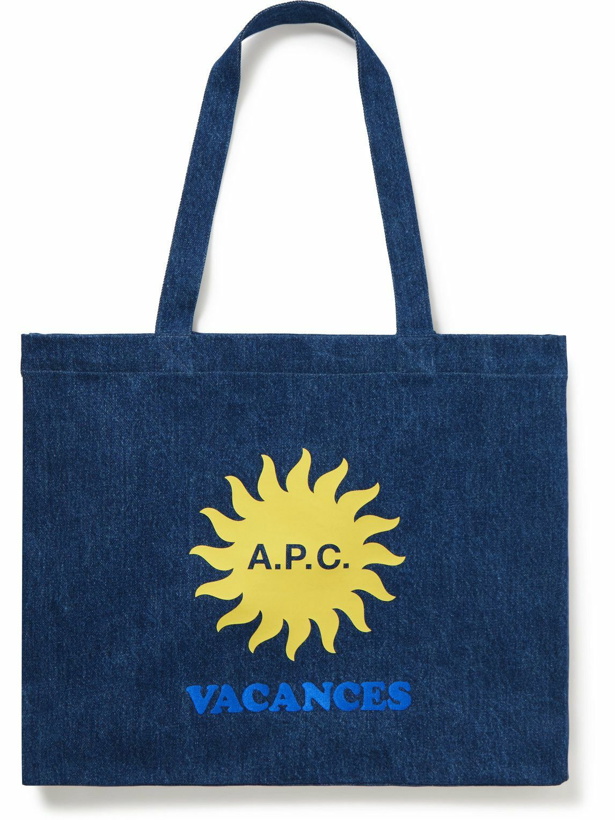 Photo: A.P.C. - Diane Vacances Logo-Print Denim Tote Bag