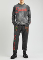 Saint Mxxxxxx Saint Printed Cotton Sweatpants Charcoal