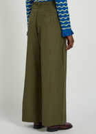 Damson Madder Fabia Cotton-blend Wide-leg Trousers Khaki