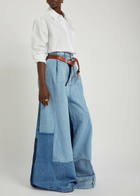 A.W.A.K.E Mode Panelled Two-tone Wide-leg Jeans Blue