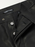 TOM FORD - Straight-Leg Full-Grain Leather Trousers - Black