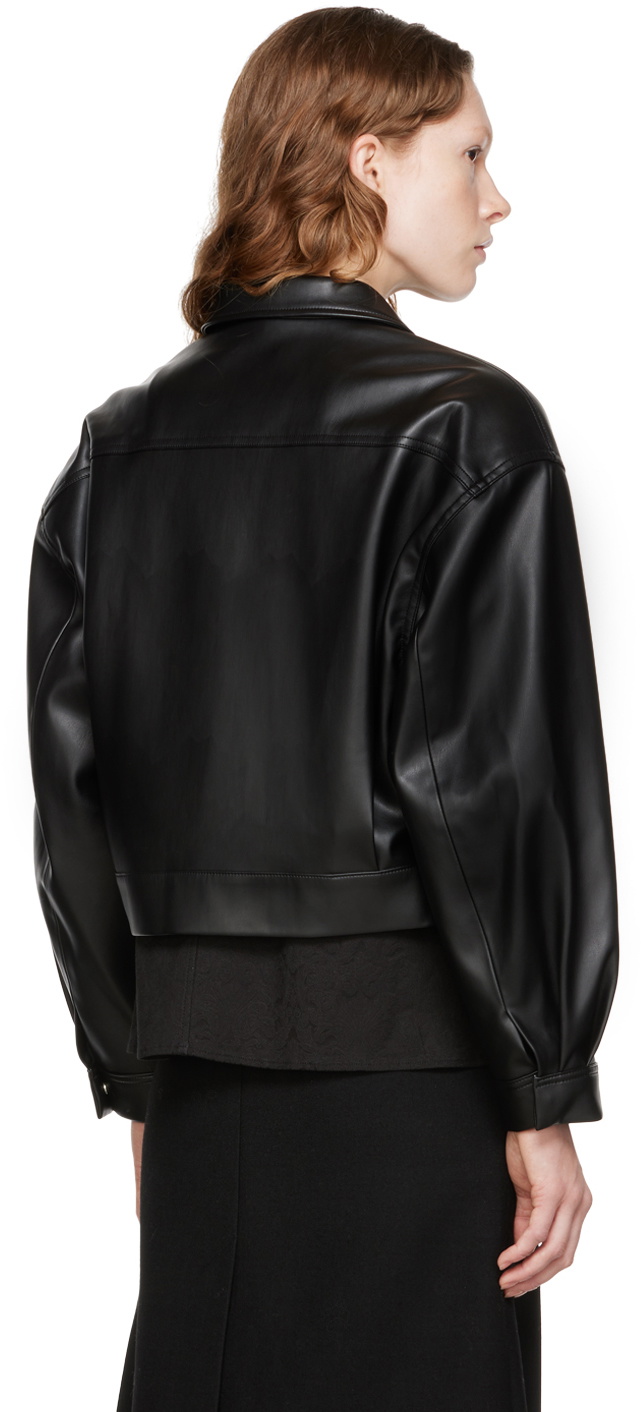 AMOMENTO Black Cropped Faux-Leather Jacket AMOMENTO